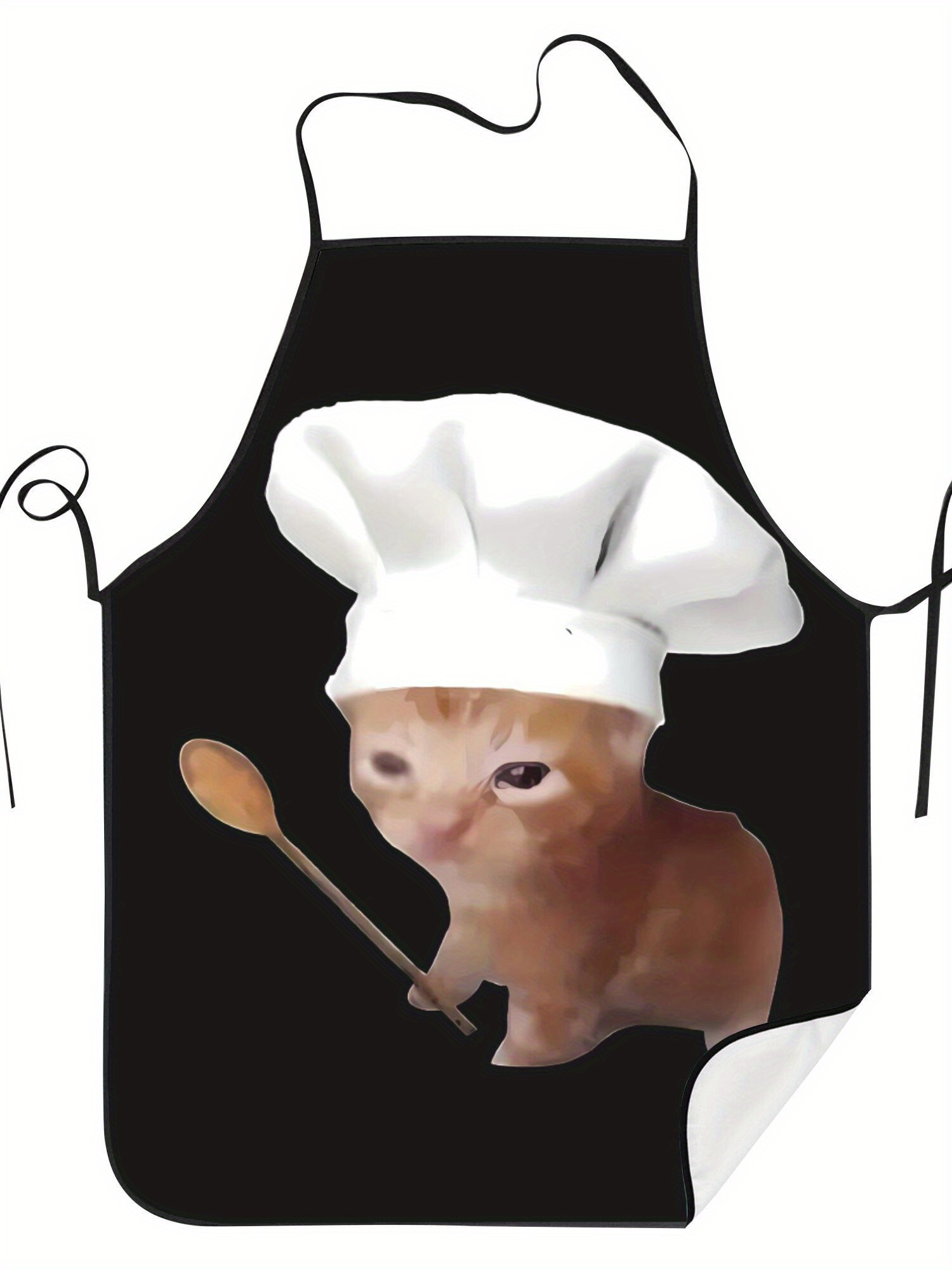 Home Cooking Chef - 面白いシェフ泣いている猫エプロン キッチンエプロン かわいいジンジャータビーシェフハット付き、調理、ベーキング用の簡単お手入れホームエプロン