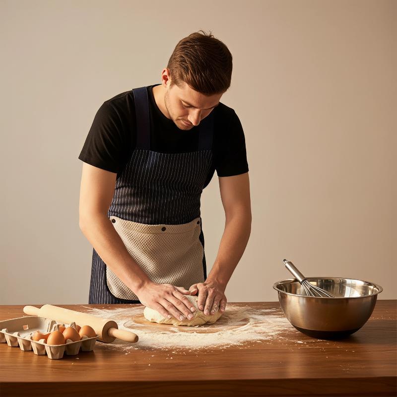 Home Cooking Chef - ストライプ柄防水シェフエプロン（ハンドタオル付き）プロのシェフ、家庭料理、ベーキング、日常使いに最適