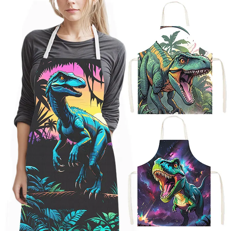 Home Cooking Chef - かわいい恐竜プリントキッチンエプロン T-レックススケルトン女性男性ベーキングホームクリーニング服シェフウェイター調理ピナフォアギフト