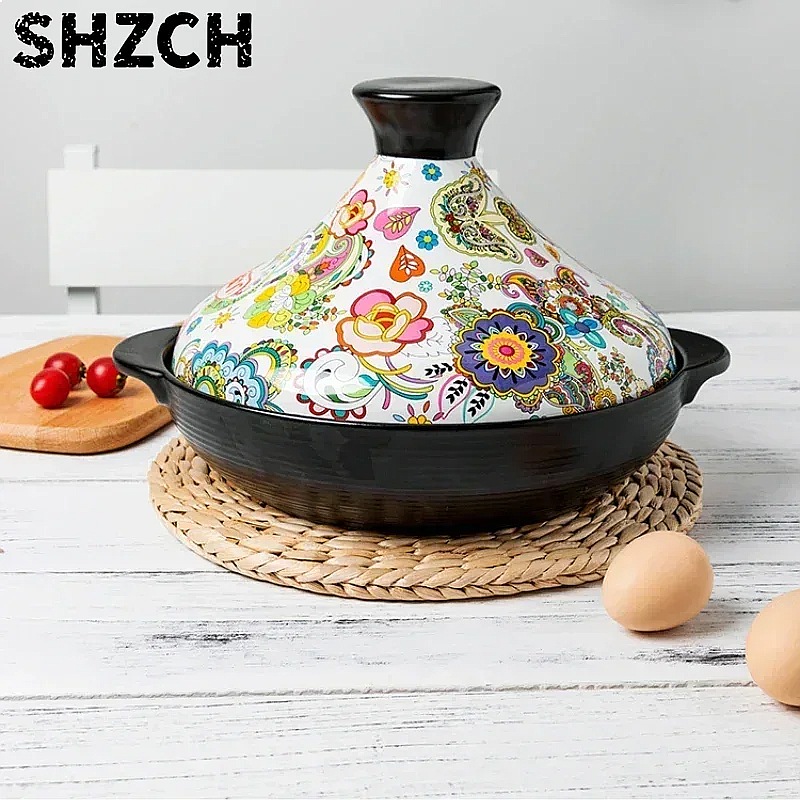 2L セラミックタジン土鍋、耐熱ガスコンロ用肉料理用スープ調 - Tagine Clay Pot のレビューと価格