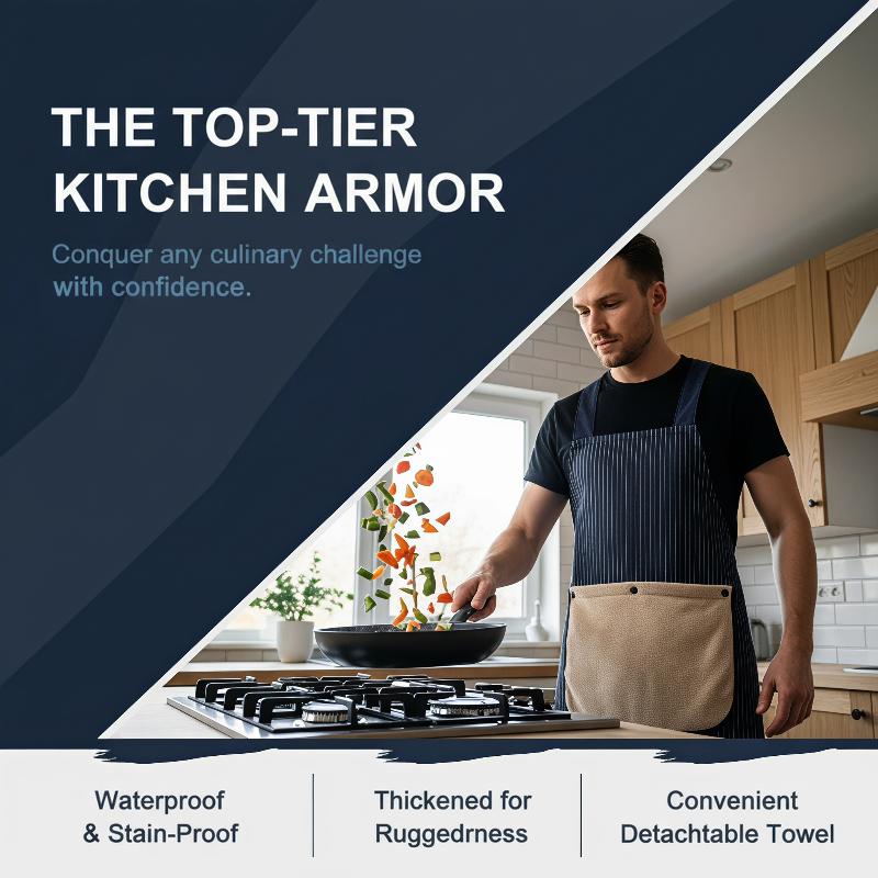 ストライプ柄防水シェフエプロン（ハンドタオル付き）プロのシェ - Home Cooking Chef のレビューと価格