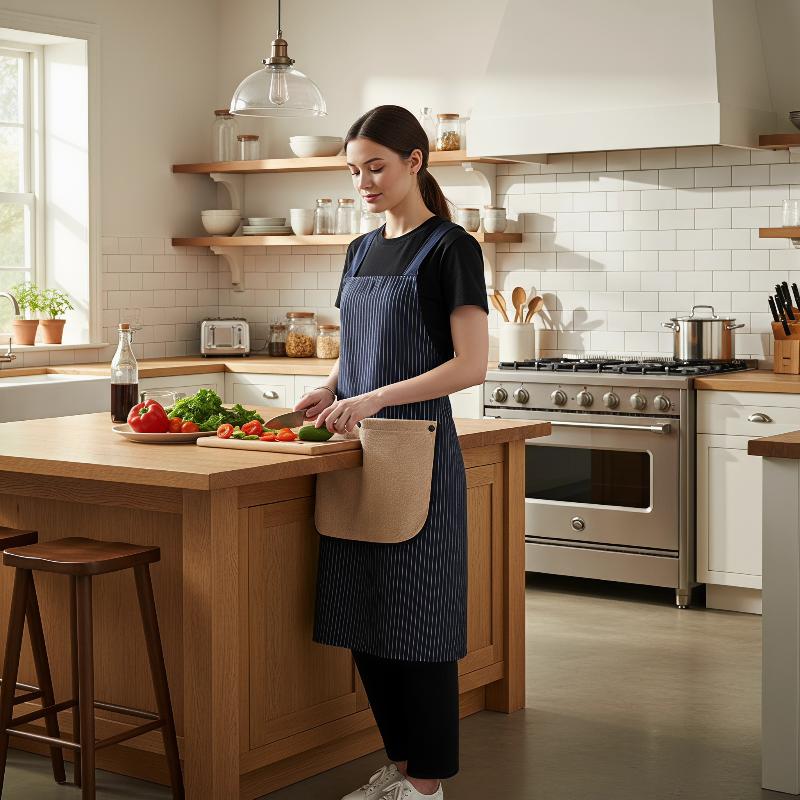 ストライプ柄防水シェフエプロン（ハンドタオル付き）プロのシェ - Home Cooking Chef のレビューと価格