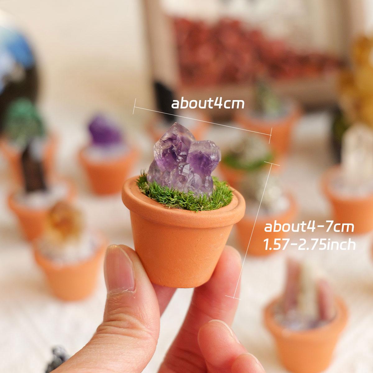 1pc 天然クリスタル石ミニ粘土ポットベースアメジストクォー - Tagine Clay Pot のレビューと価格